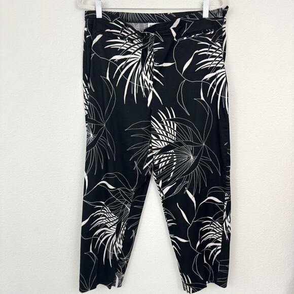 Chico's Design Womens Vintage Pants Size XL Cotton Blend Casual Tropical Black - Picture 1 of 6